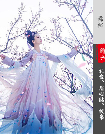2018汉服女菩提仙女唐装齐胸襦裙改良汉元素古装传统汉服唐制清新淡雅