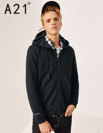 1以纯线上品牌2017秋冬新品纯色连帽卫衣男