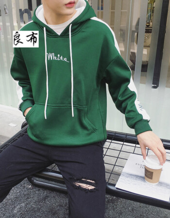 良布套头薄款带帽卫衣男学生韩版潮流戴帽子的上衣服刺绣连帽衫日系
