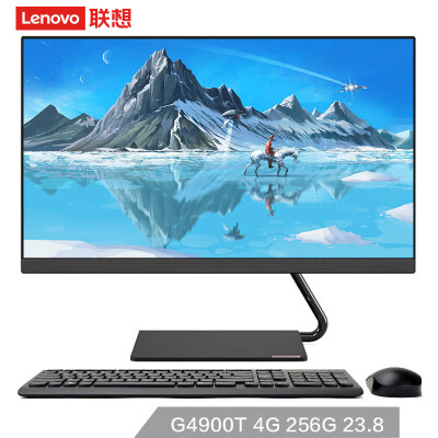 联想(Lenovo)AIO逸 微边框高色域一体机台式电脑23.8英寸(G4900T 4G 256G SSD无线键鼠）黑