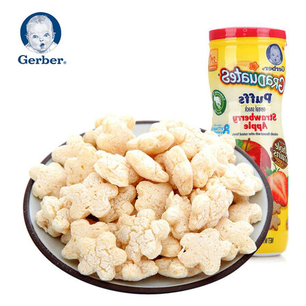 手机端# 美国 嘉宝 星星泡芙草莓苹果口味42g   19.9元（可199-100）