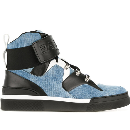 巴尔曼(balmain)奢侈品男鞋 1108350927 压纹牛仔布板鞋 blue 41