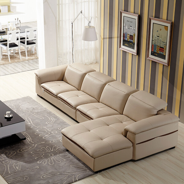 全友（QUANU）真皮沙發頭層牛皮沙發時尚客廳家具組合功能沙發組合102053 正向頭層牛皮沙發(3+1+轉)