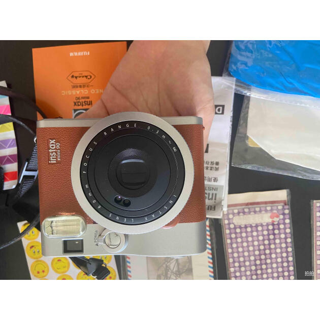 富士instax一次成像相机mini90相机棕色套餐含拍立得相纸套餐四