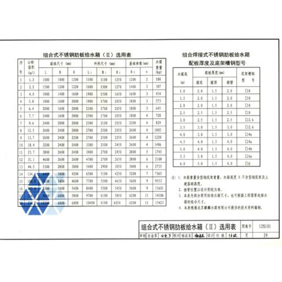 矩形替代标准v矩形国家(12s101建筑02s101):稿纸给水箱绘制图集图片
