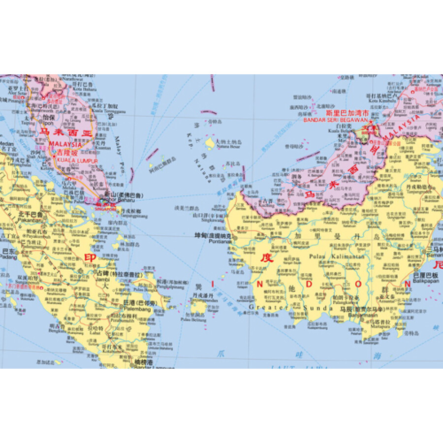 世界热点国家地图--东南亚地图挂图 折叠图(折挂两用 中外文对照 大字