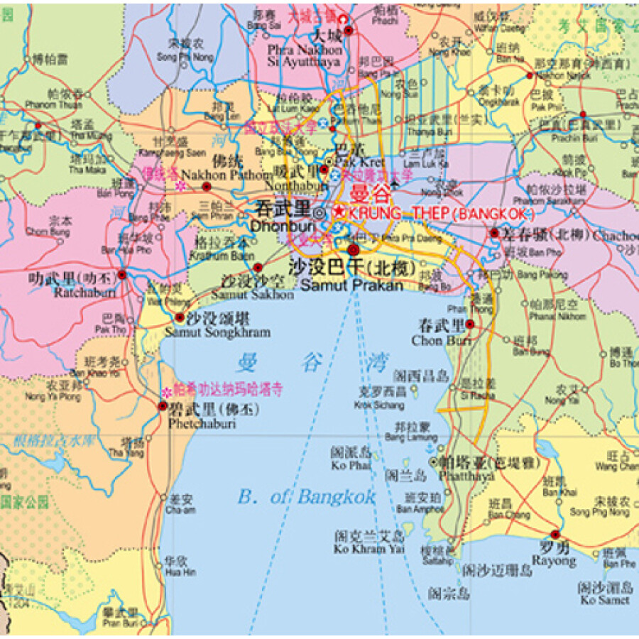 正版全新 世界热点国家地图--泰国地图挂图 折叠图(折挂两用 中外文