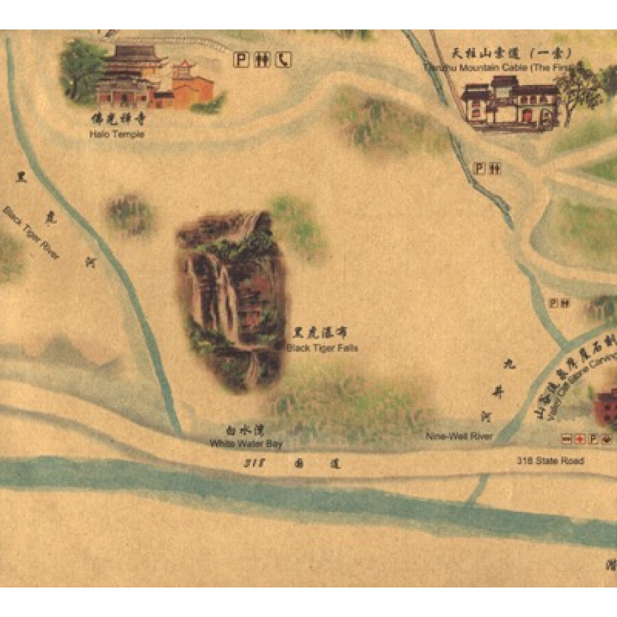 中国手绘旅游地图:天柱山图片