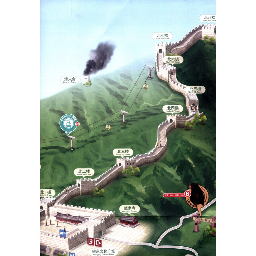 旅游/地图 旅游地图 中国旅游出版社 金松鼠旅游地图:八达岭长城(汉英
