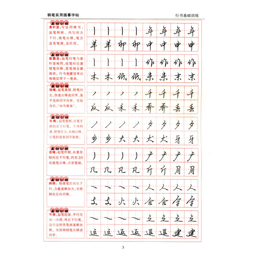 名家钢笔书法实用字帖:行书基础训练(行)