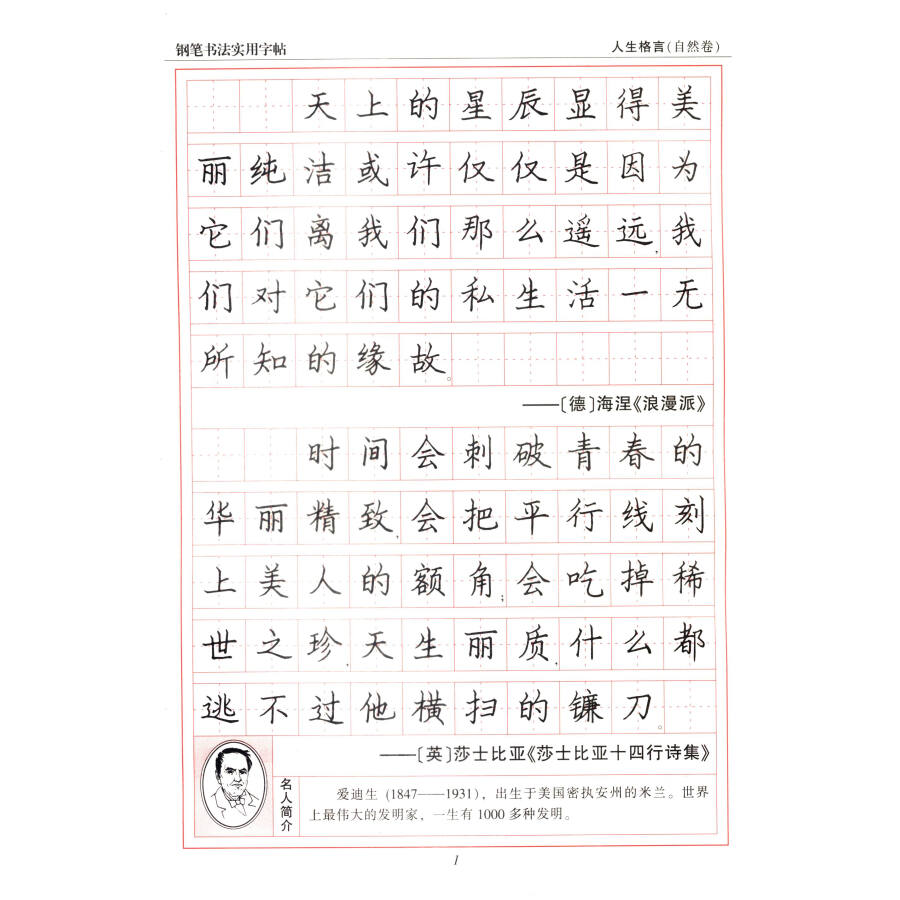 名家钢笔书法实用字帖:人生格言(楷)