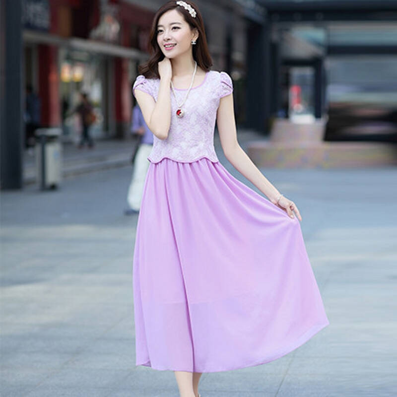 雪纺长裙秋冬连衣裙 碎花雪纺连衣裙长裙