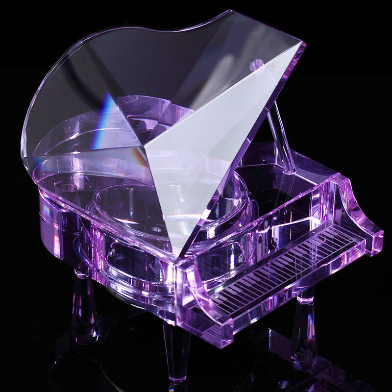 清凉音 遥控mp3机芯紫色水晶钢琴音乐盒送男