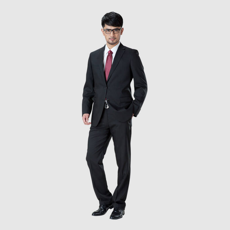 西服西装套装男士正装职业装 商务休闲高档英伦风格 黑灰色 175/100b