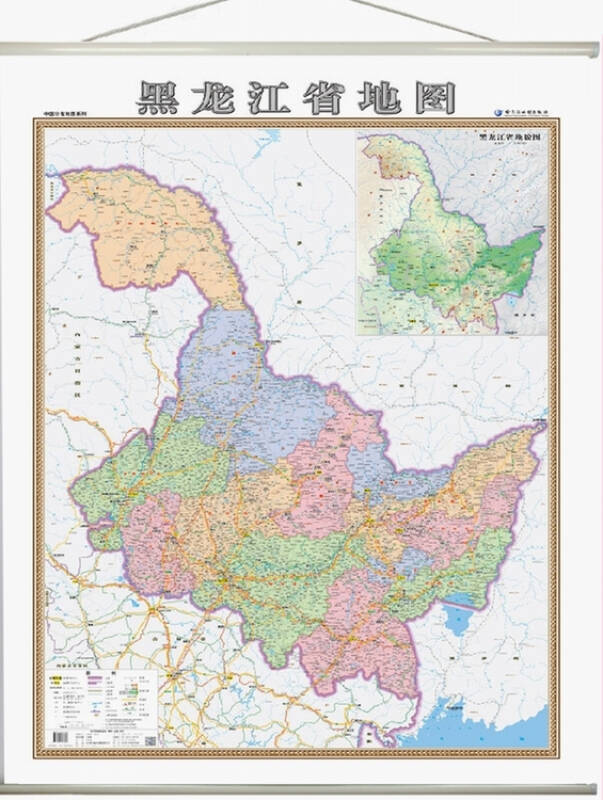 黑龙江地图挂图 黑龙江政区图 2014最新 1.4米*1米
