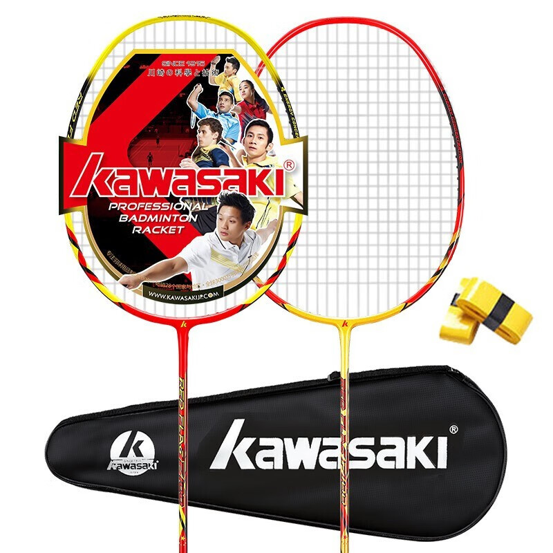 川崎kawasaki全碳素羽毛球拍对拍双拍专业训练耐用型羽毛球拍f100