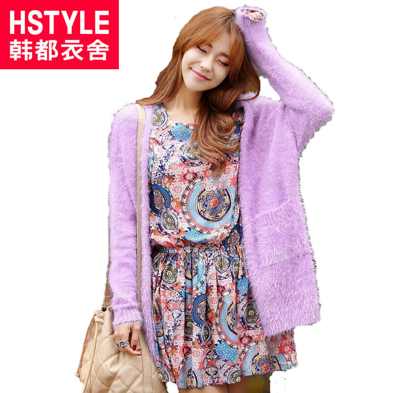 <em>韩都衣舍</em> 韩版2014秋装新款女装V领直筒纯色