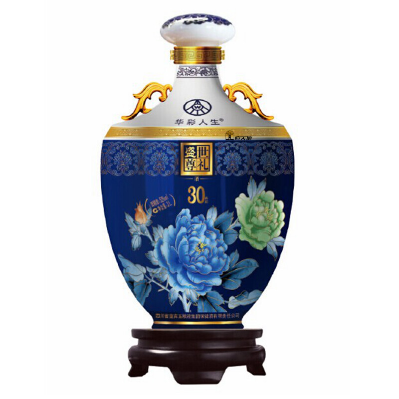名酒52度五粮液荣华富贵华彩人生 黄牡丹2000ml 工艺酒 送礼酒 收藏