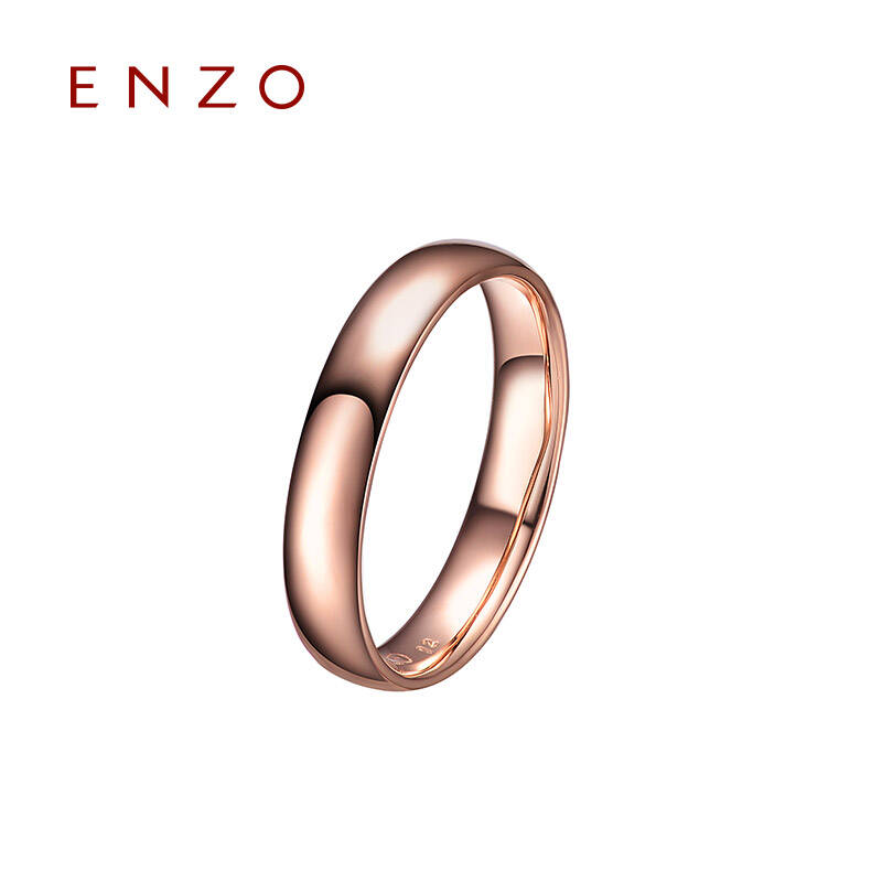 enzo光圈对戒 18k玫瑰金素金情侣对戒 经典男女戒指浪漫婚戒指环 10号