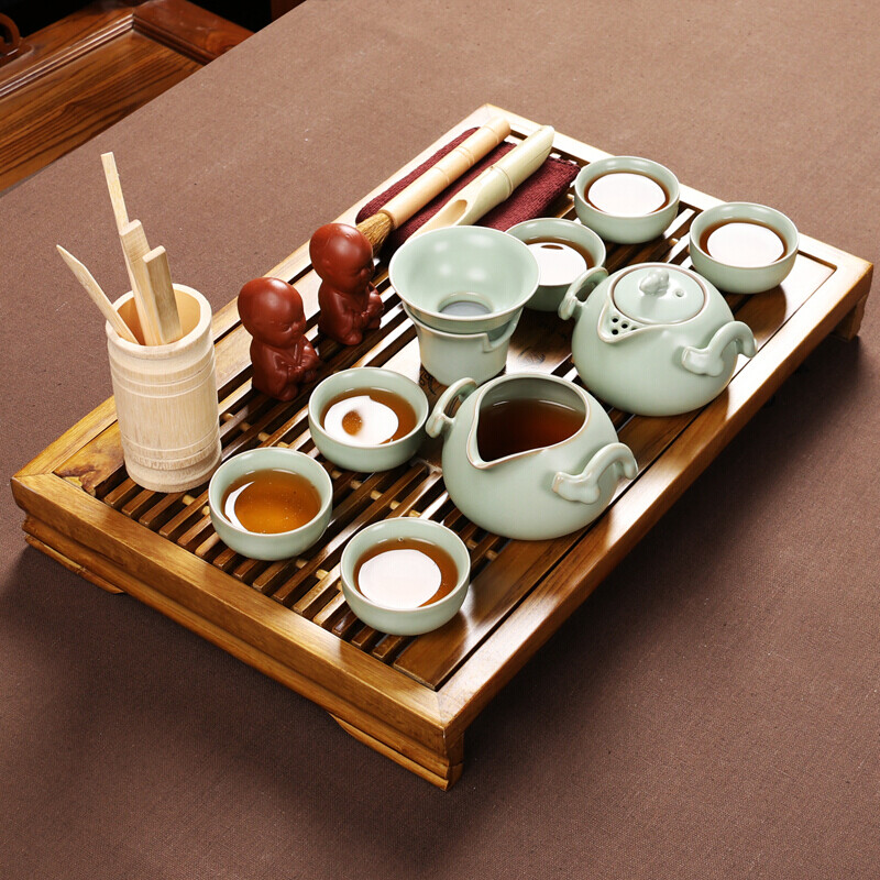 尚帝  整套茶具紫砂功夫茶套装茶壶实木茶盘汝窑茶杯茶台茶海家用