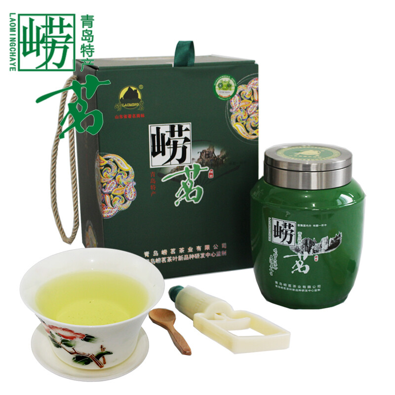 2014崂山绿茶大田扁茶150g山东青岛特产级日照充足头春绿茶高档礼盒装