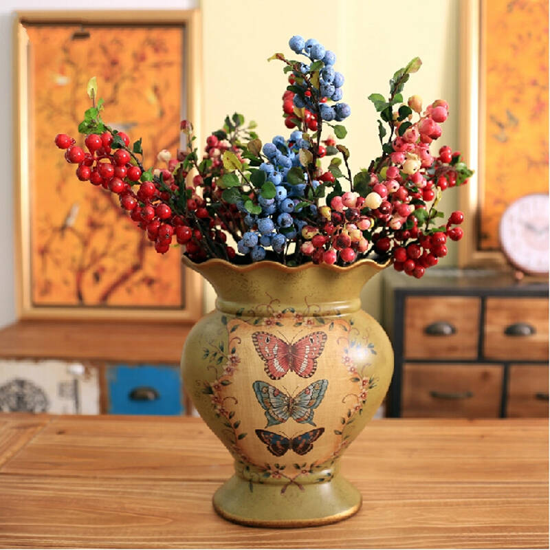 橡树庄园绿野仙踪欧式彩绘花瓶配6支石榴浆果