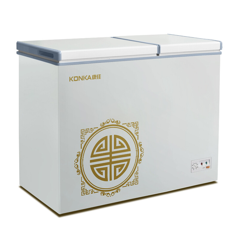 康佳(konka)178升 双温双箱冰柜 大冷冻小冷藏 卧式冰箱 家用商用