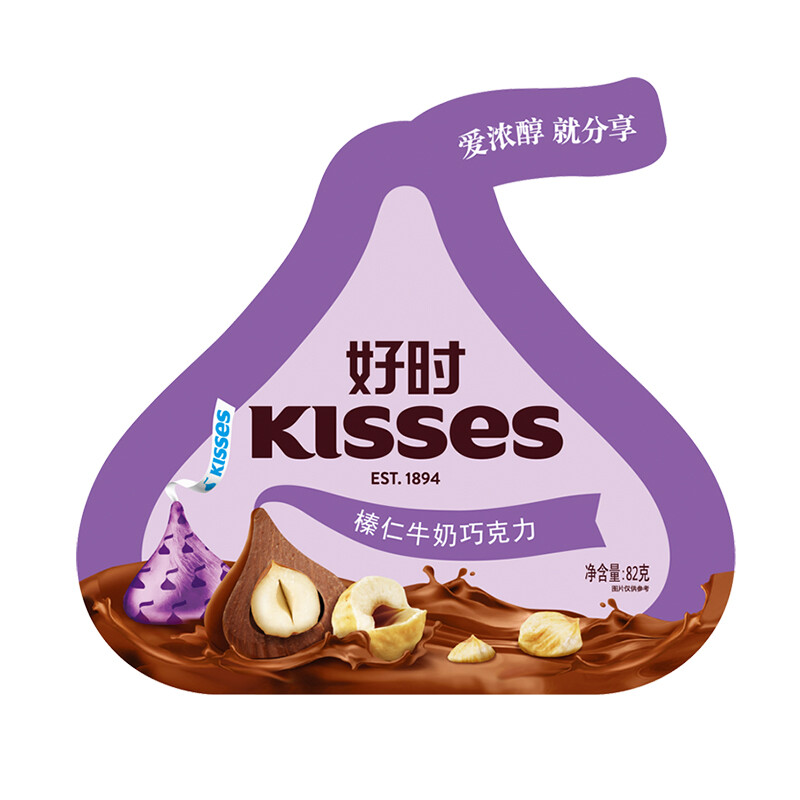 好时之吻kisses榛仁牛奶巧克力休闲零食糖果分享办公室零食82g 凑单品