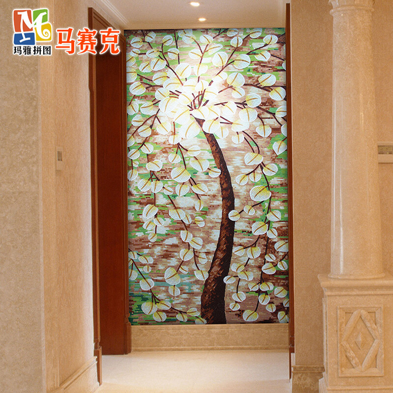 【玛雅拼图】马赛克剪画背景墙水晶玻璃玄光拼图画瓷砖幸福发财树