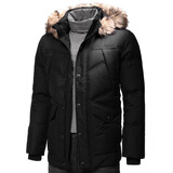 Giordano/佐丹奴男装立体斜袋中长版羽绒服01070629经典黑色 黑色 XL