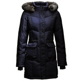 Giordano/佐丹奴女装时尚盖袋修腰中长版羽绒服01370600蓝莓紫色 深紫色 S