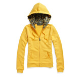 Giordano/佐丹奴女装WWS闪粉印帽开胸卫衣01370937金章黄色 明黄 M
