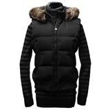 Giordano/佐丹奴女装哑光海虎绒帽羽绒背心01370534经典黑色 黑色 L