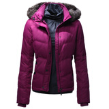 Giordano/佐丹奴女装经典可拆毛边帽羽绒01370505莓紫色 紫色 S