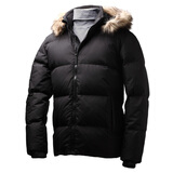 Giordano/佐丹奴男装时尚饰皮羽绒服01070631经典黑色 黑色 M