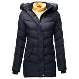 Giordano/佐丹奴女装靓丽背扣修腰带中长版羽绒服01370604海军宝蓝色 蓝色 L