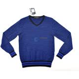 二十一唐人21tangren 2010年秋冬新款 经典黑灰条纹毛衫 蓝条纹W051  XXL