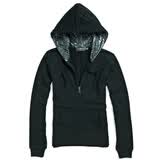Giordano/佐丹奴女装WWS闪粉印帽开胸卫衣01370937经典黑色 黑色 S