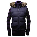 Giordano/佐丹奴女装哑光海虎绒帽羽绒背心01370534蓝莓紫色 紫色 M