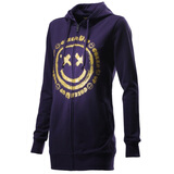Giordano/佐丹奴女装Cheer You Up烫金闪粉笑脸长版开胸卫衣91370963葡萄紫色 深紫色 L