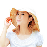 女防紫外线大檐护颈帽配防风带帽子 卡其色 可