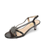 BELLE\/百丽夏季粉金幻贴膜羊皮女皮凉鞋 (常青