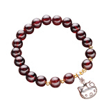 榴石手链 水晶多层 女款 可爱猫咪纯银 招财辟邪