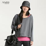AMII极简 大圆领落肩袖悠闲短卫衣 11240757