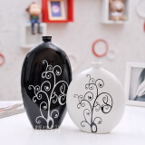 代家居饰品 工艺品摆件陶瓷花瓶 波谱 黑高白矮
