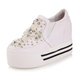 诗米妮休闲鞋女真皮水钻松糕鞋女鞋潮2013秋