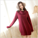 东京着衣 长袖女款坑条麻花<em>高领长毛衣</em>10287