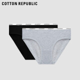 COTTON REPUBLIC 棉花共和国内裤女棉质2条装性感低腰纯色女式三角内裤51111425 黑灰 M(160/85)