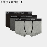 COTTON REPUBLIC/微型窗科技干爽内裤平角3条装男士内裤01123823 黑/中灰/深灰 XL(180/100)