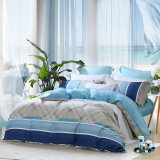 水星家纺 床上四件套纯棉 全棉床品套件床单被罩被套 床上用品  蓝语迷情1.5床